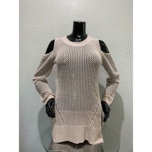 Cold Shoulder Pale Pink Knitted Sweater S